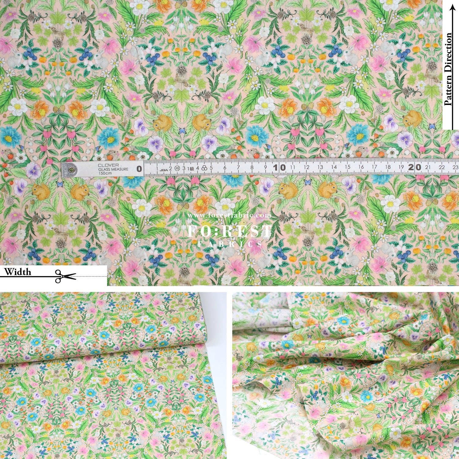 cotton - Flower Garden fabric Pink - FO:REST Fabric 布恩堂Liberty fabrictana lawnjapanese fabricykk zipper