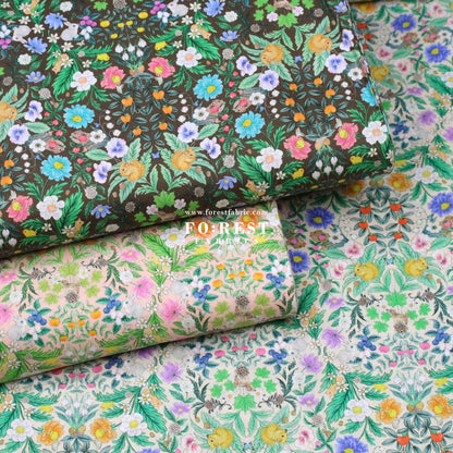 cotton - Flower Garden fabric Pink - FO:REST Fabric 布恩堂Liberty fabrictana lawnjapanese fabricykk zipper