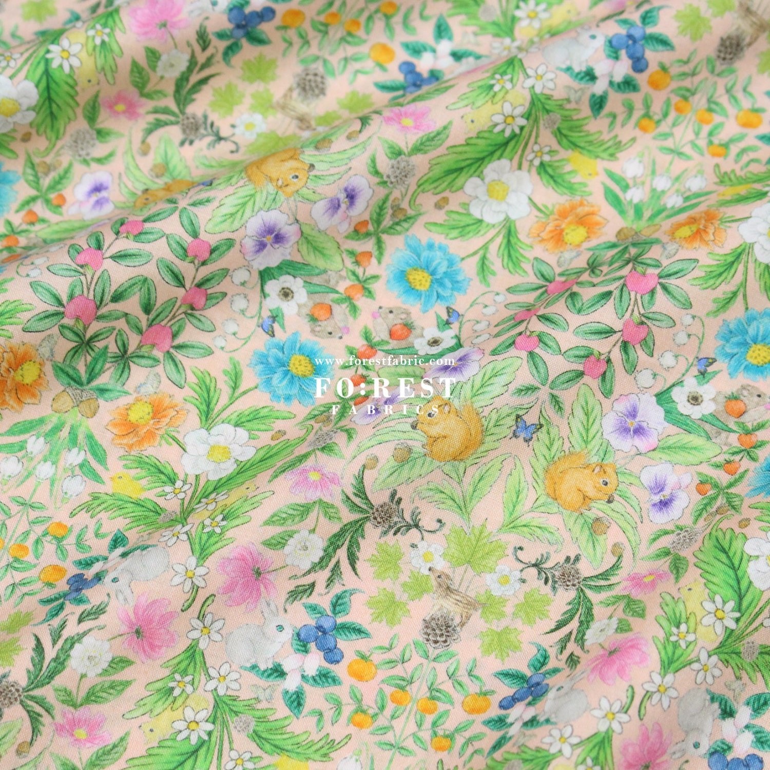 cotton - Flower Garden fabric Pink - FO:REST Fabric 布恩堂Liberty fabrictana lawnjapanese fabricykk zipper