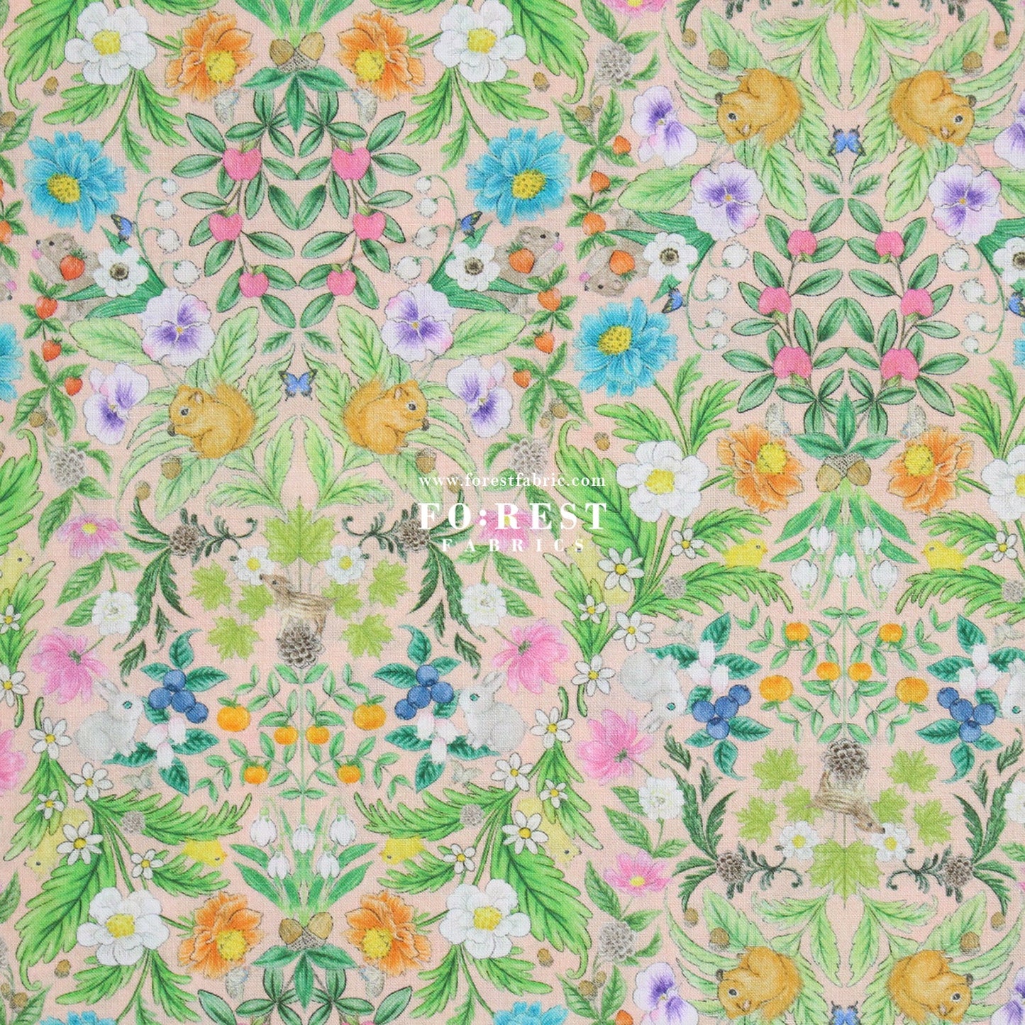 cotton - Flower Garden fabric Pink - FO:REST Fabric 布恩堂Liberty fabrictana lawnjapanese fabricykk zipper