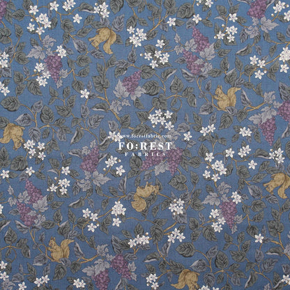 cotton - Flowers Squirrel fabric Blue - FO:REST Fabric 布恩堂Liberty fabrictana lawnjapanese fabricykk zipper