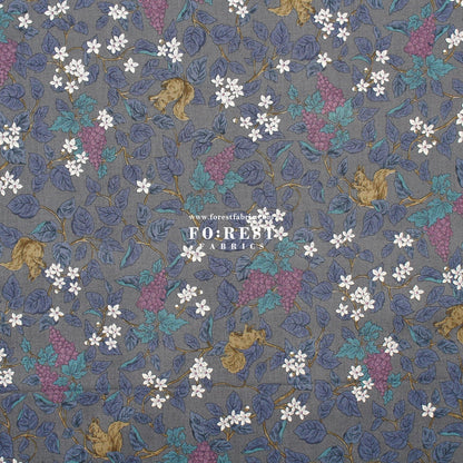 cotton - Flowers Squirrel fabric Charcoal Black - FO:REST Fabric 布恩堂Liberty fabrictana lawnjapanese fabricykk zipper