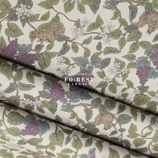 cotton - Flowers Squirrel fabric Natural - FO:REST Fabric 布恩堂Liberty fabrictana lawnjapanese fabricykk zipper