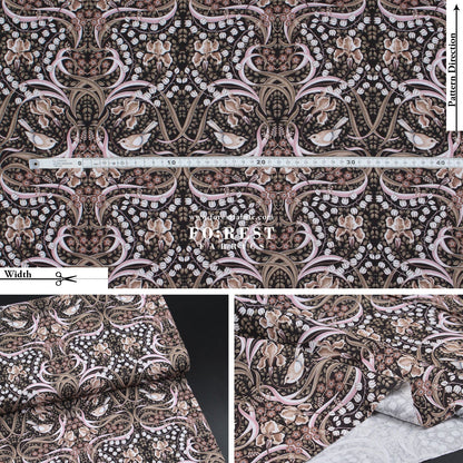 cotton - Flowing Feathers Brown - FO:REST Fabric 布恩堂Liberty fabrictana lawnjapanese fabricykk zipper