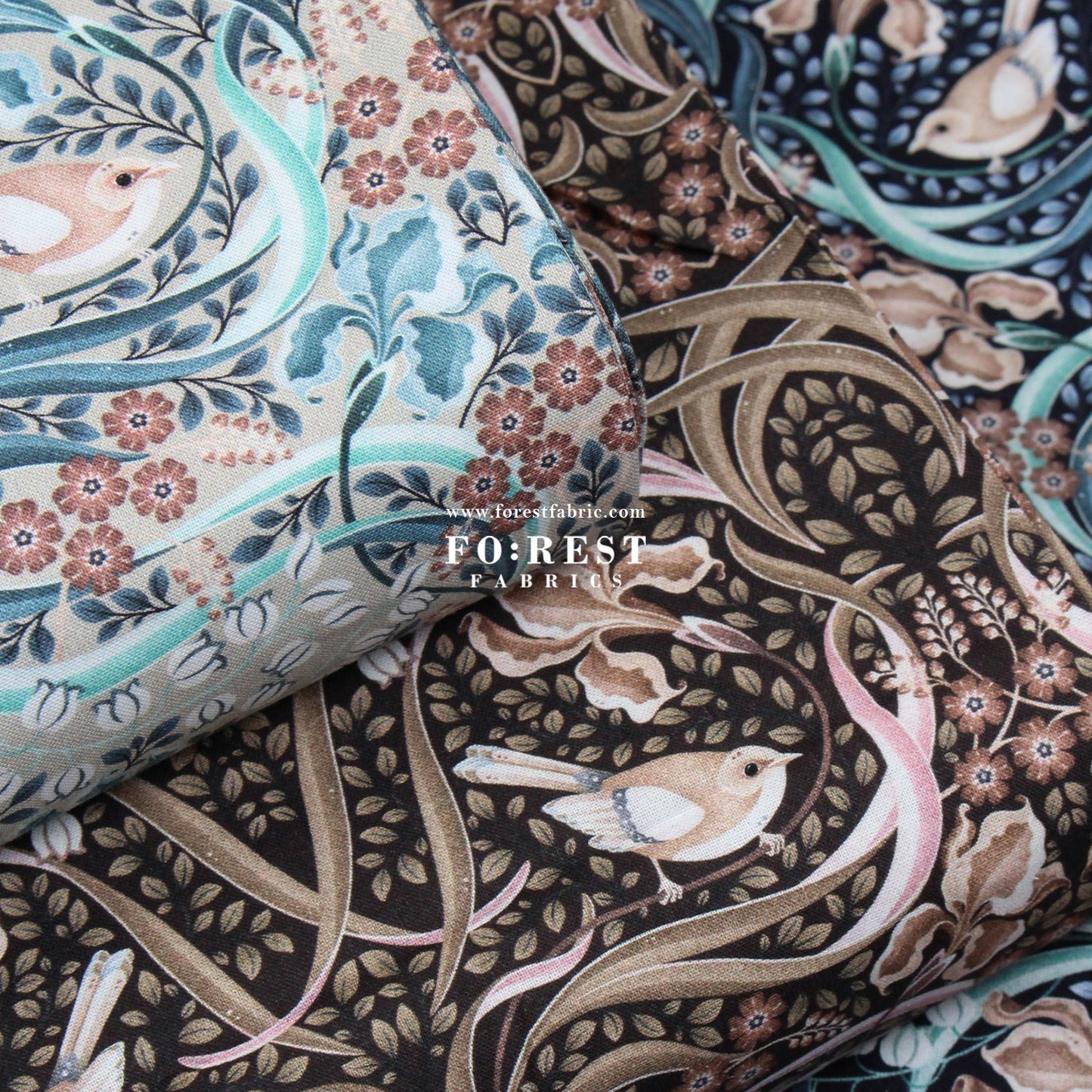 cotton - Flowing Feathers Brown - FO:REST Fabric 布恩堂Liberty fabrictana lawnjapanese fabricykk zipper