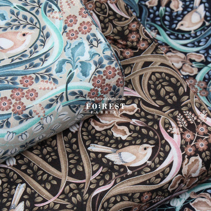 cotton - Flowing Feathers Brown - FO:REST Fabric 布恩堂Liberty fabrictana lawnjapanese fabricykk zipper