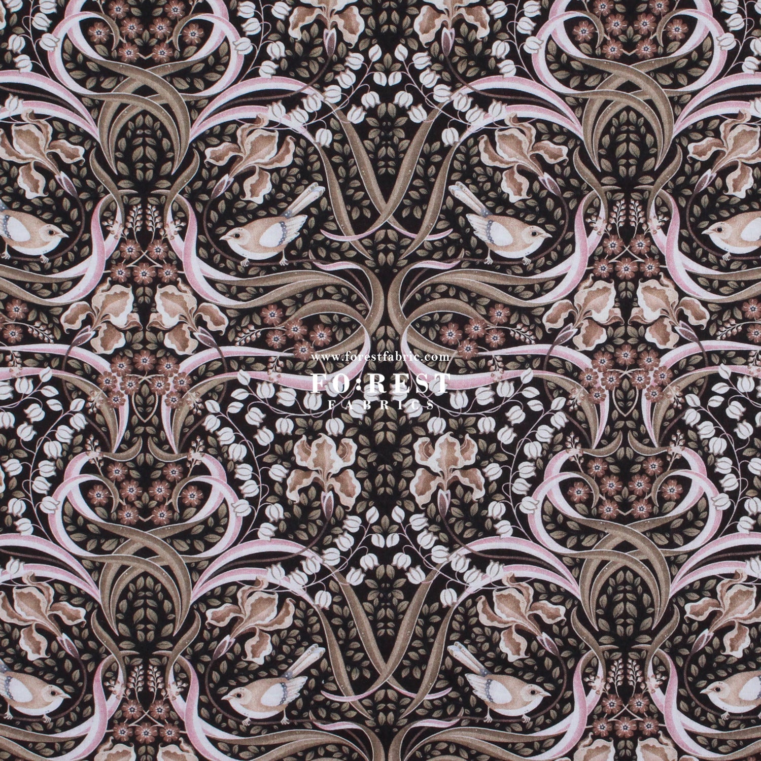 cotton - Flowing Feathers Brown - FO:REST Fabric 布恩堂Liberty fabrictana lawnjapanese fabricykk zipper