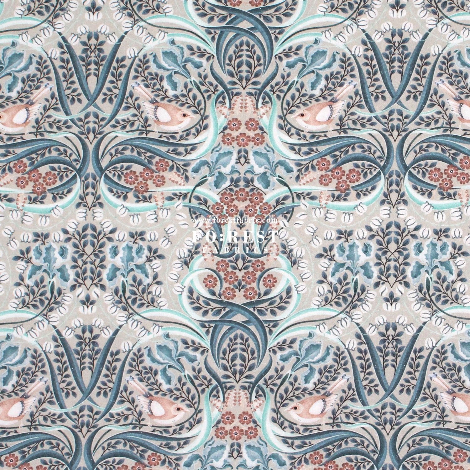 cotton - Flowing Feathers Gray - FO:REST Fabric 布恩堂Liberty fabrictana lawnjapanese fabricykk zipper