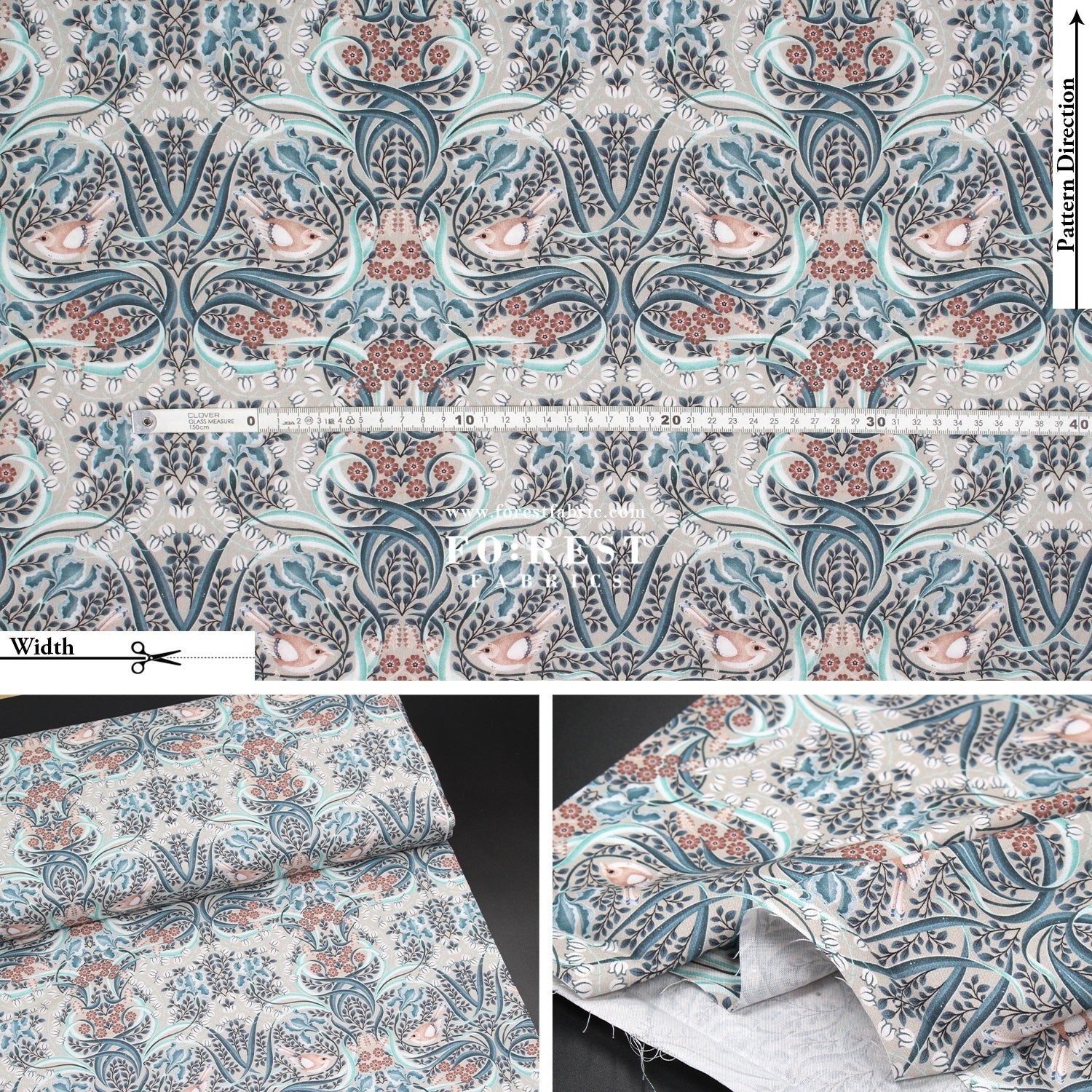 cotton - Flowing Feathers Gray - FO:REST Fabric 布恩堂Liberty fabrictana lawnjapanese fabricykk zipper