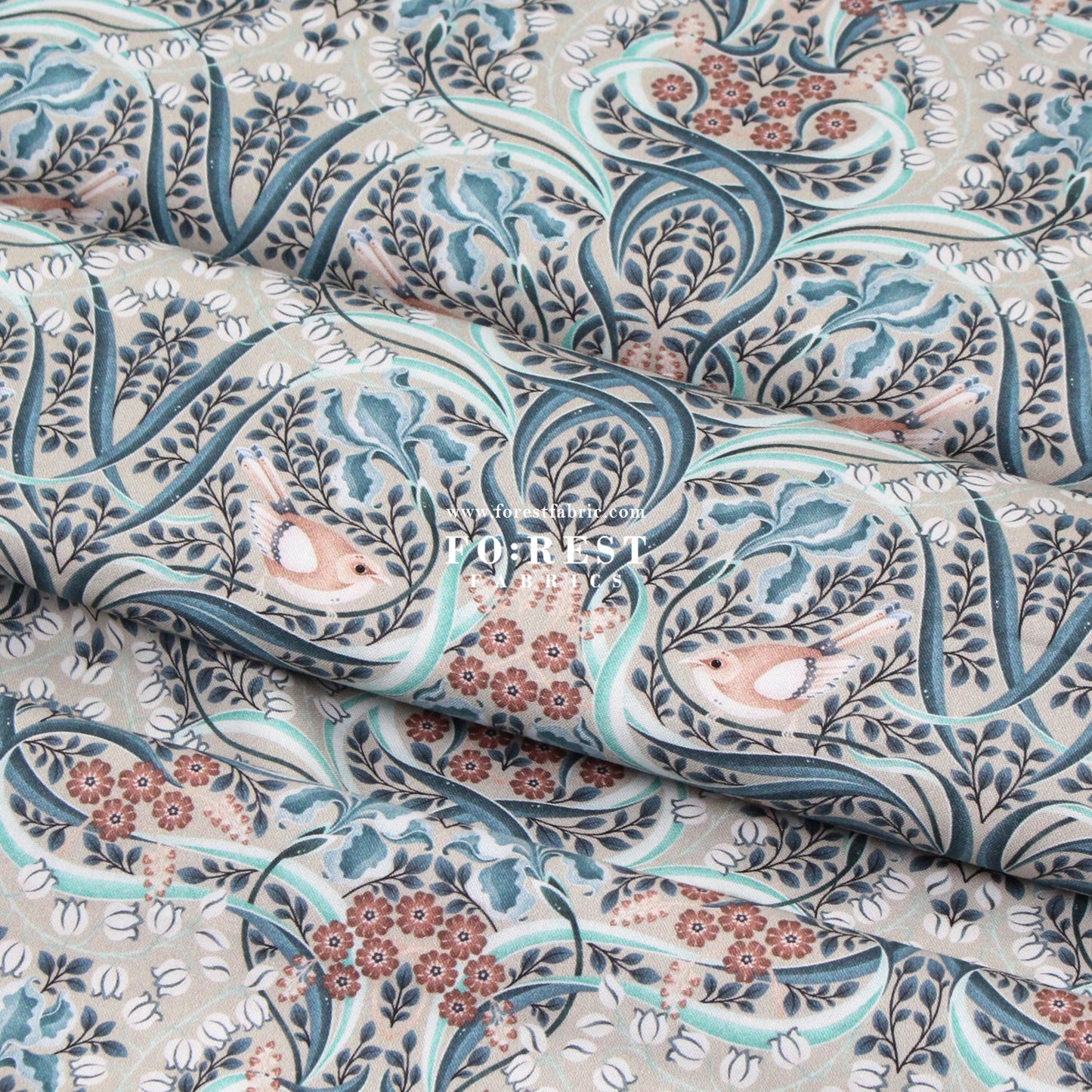 cotton - Flowing Feathers Gray - FO:REST Fabric 布恩堂Liberty fabrictana lawnjapanese fabricykk zipper