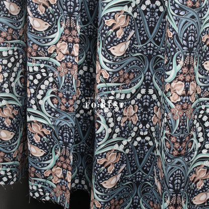 cotton - Flowing Feathers Marine - FO:REST Fabric 布恩堂Liberty fabrictana lawnjapanese fabricykk zipper