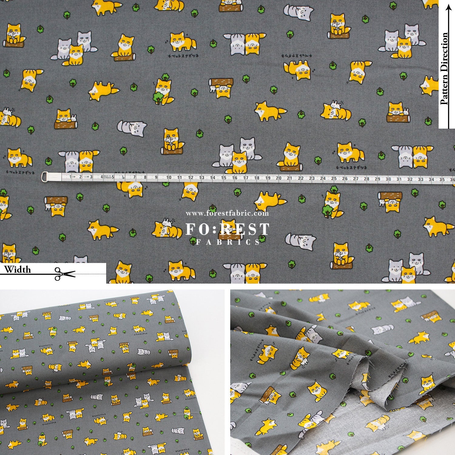 cotton - Fox fabric - FO:REST Fabric 布恩堂Liberty fabrictana lawnjapanese fabricykk zipper