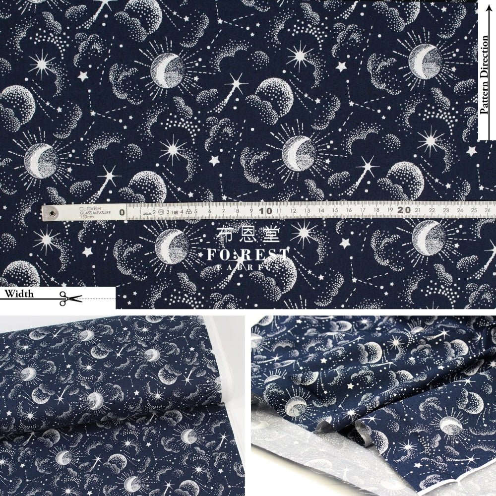 cotton - Galaxy fabric Navy - FO:REST Fabric 布恩堂Liberty fabrictana lawnjapanese fabricykk zipper