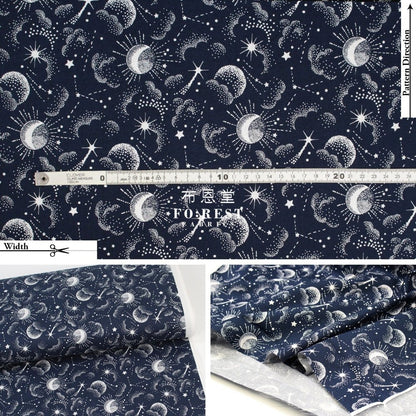 cotton - Galaxy fabric Navy - FO:REST Fabric 布恩堂Liberty fabrictana lawnjapanese fabricykk zipper