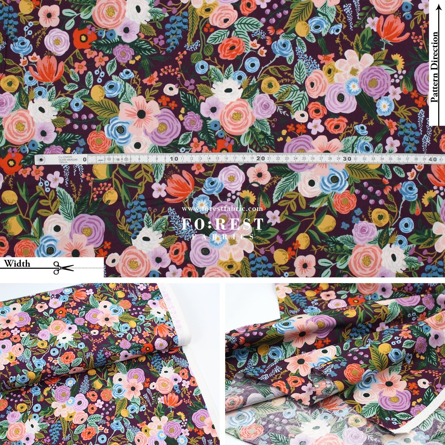cotton - Garden Party Petite - Burgundy fabric - FO:REST Fabric 布恩堂Liberty fabrictana lawnjapanese fabricykk zipper