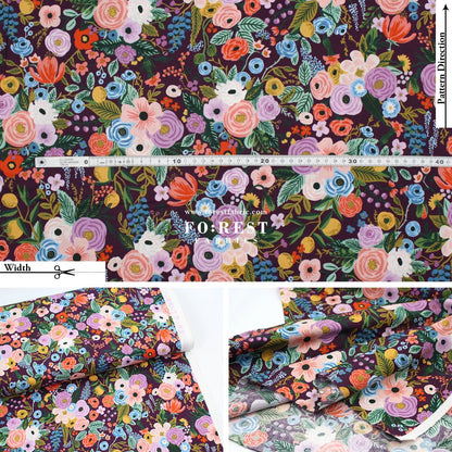 cotton - Garden Party Petite - Burgundy fabric - FO:REST Fabric 布恩堂Liberty fabrictana lawnjapanese fabricykk zipper