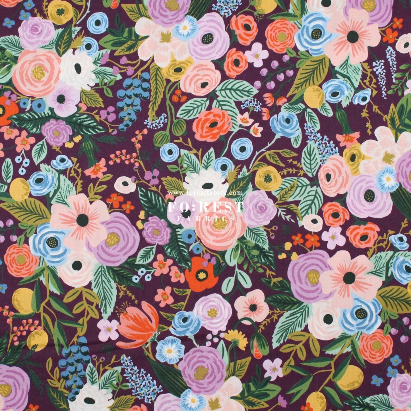 cotton - Garden Party Petite - Burgundy fabric - FO:REST Fabric 布恩堂Liberty fabrictana lawnjapanese fabricykk zipper