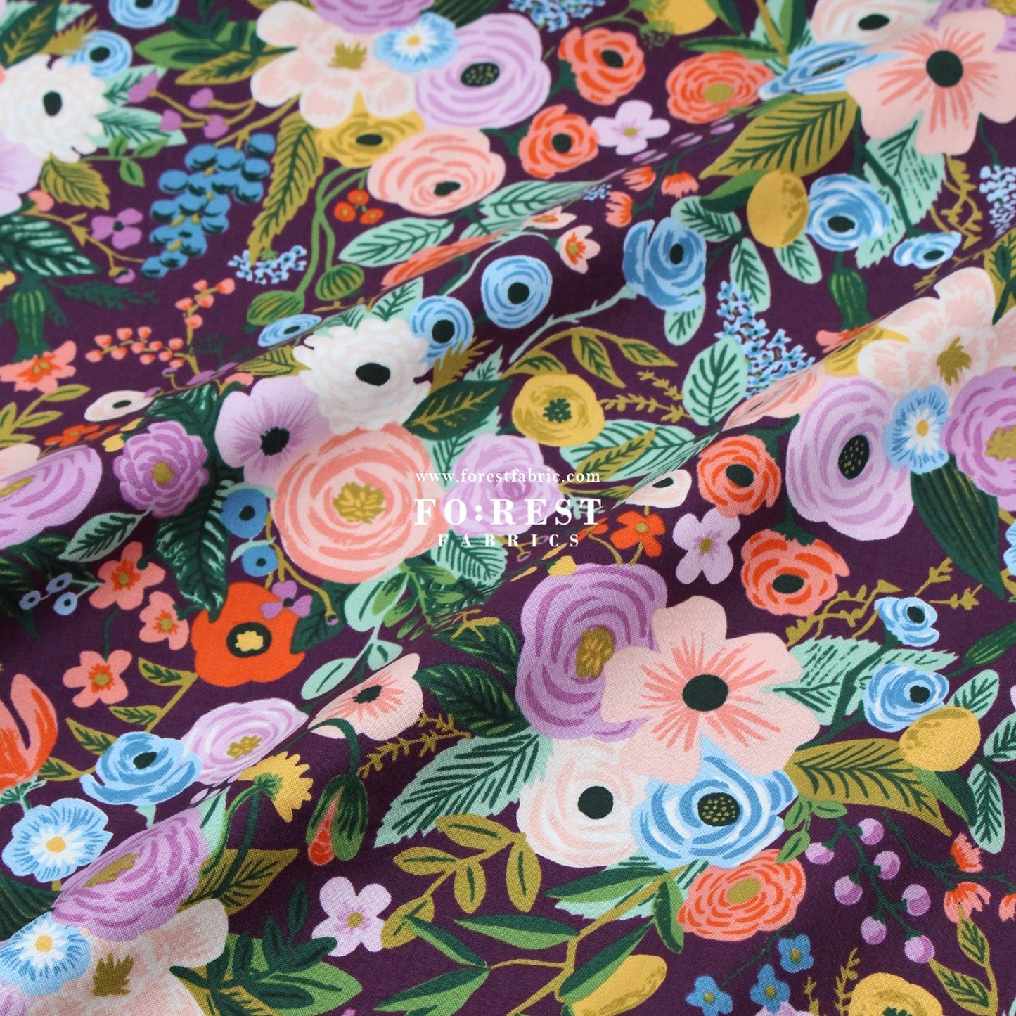 cotton - Garden Party Petite - Burgundy fabric - FO:REST Fabric 布恩堂Liberty fabrictana lawnjapanese fabricykk zipper