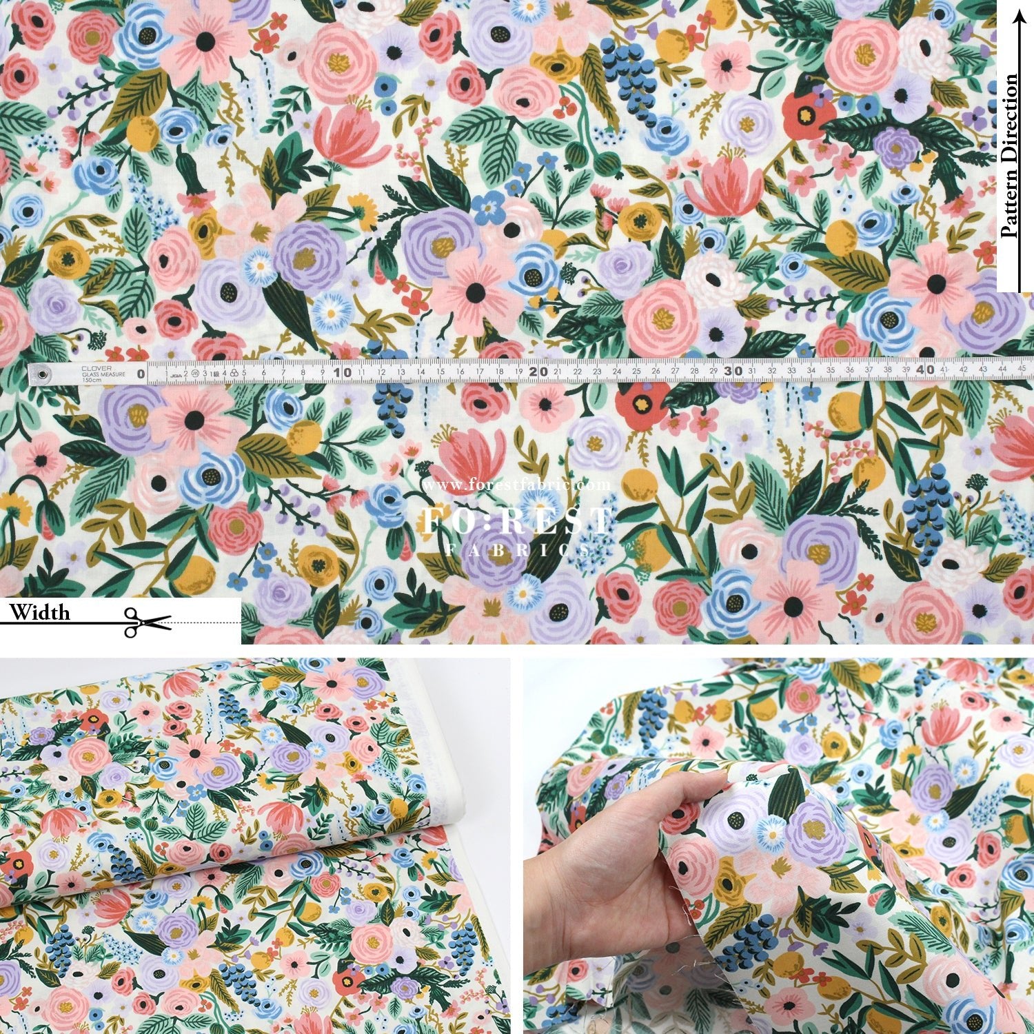 cotton - Garden Party Petite - Ivory fabric - FO:REST Fabric 布恩堂Liberty fabrictana lawnjapanese fabricykk zipper