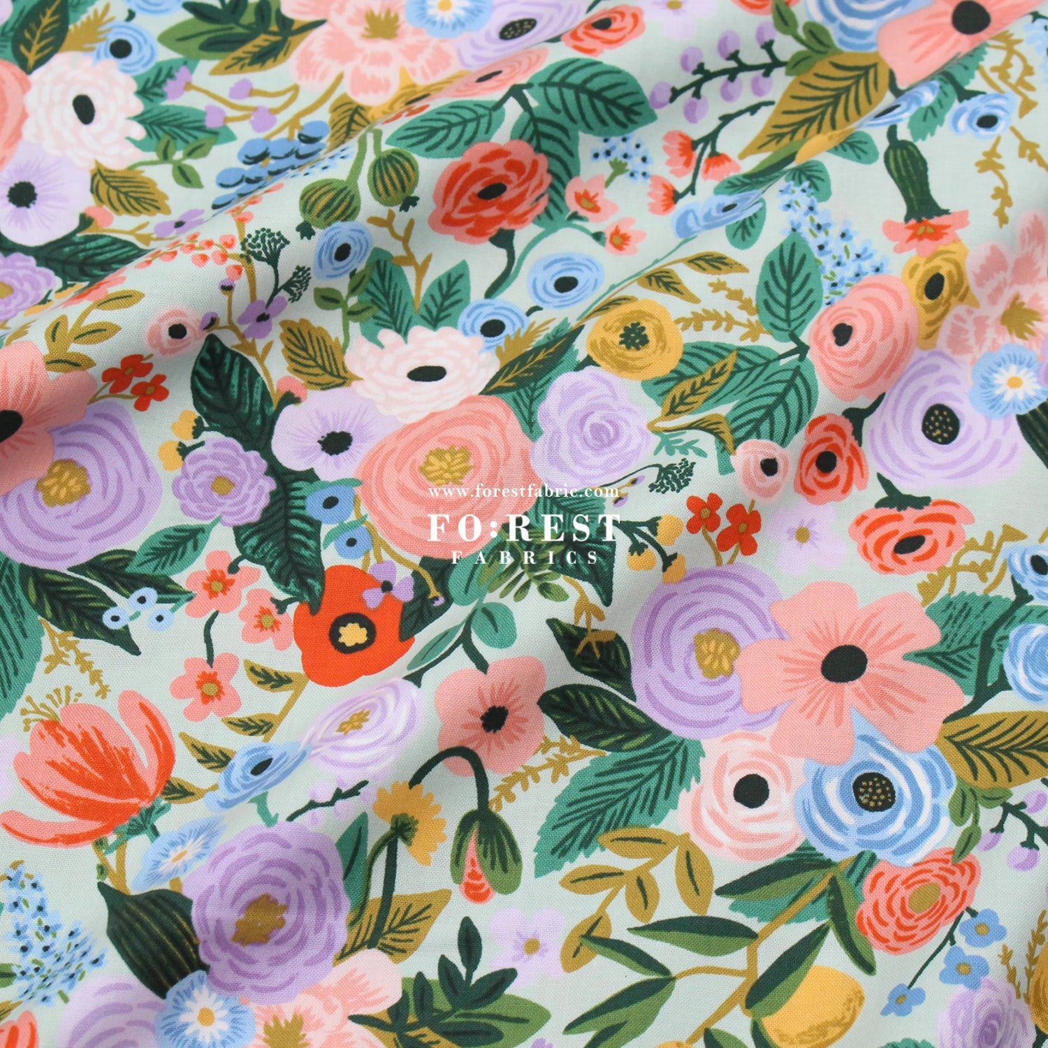 cotton - Garden Party Petite - Mint fabric - FO:REST Fabric 布恩堂Liberty fabrictana lawnjapanese fabricykk zipper