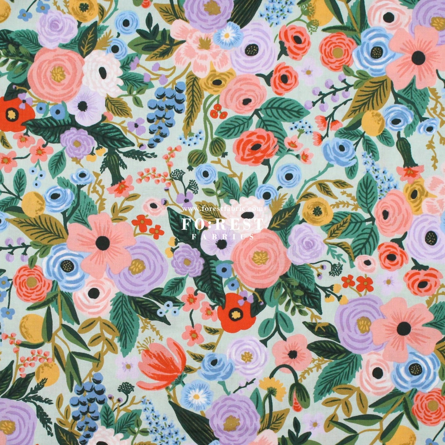cotton - Garden Party Petite - Mint fabric - FO:REST Fabric 布恩堂Liberty fabrictana lawnjapanese fabricykk zipper