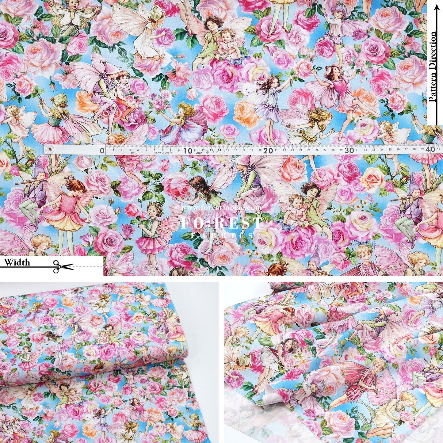 cotton - Garden Songs Allover Flower Fairies fabric - FO:REST Fabric 布恩堂Liberty fabrictana lawnjapanese fabricykk zipper