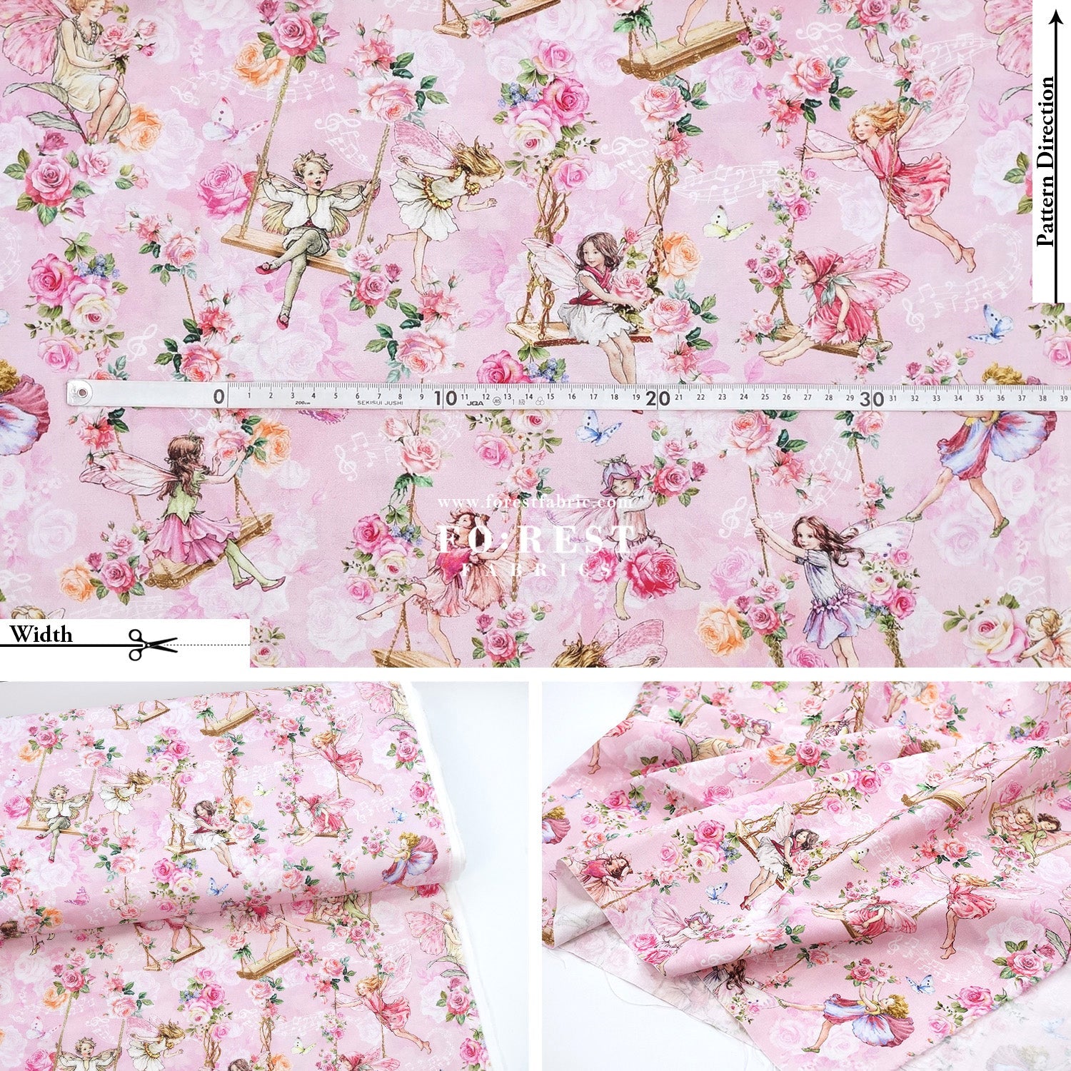 cotton - Garden Swings Flower Fairies fabric - FO:REST Fabric 布恩堂Liberty fabrictana lawnjapanese fabricykk zipper