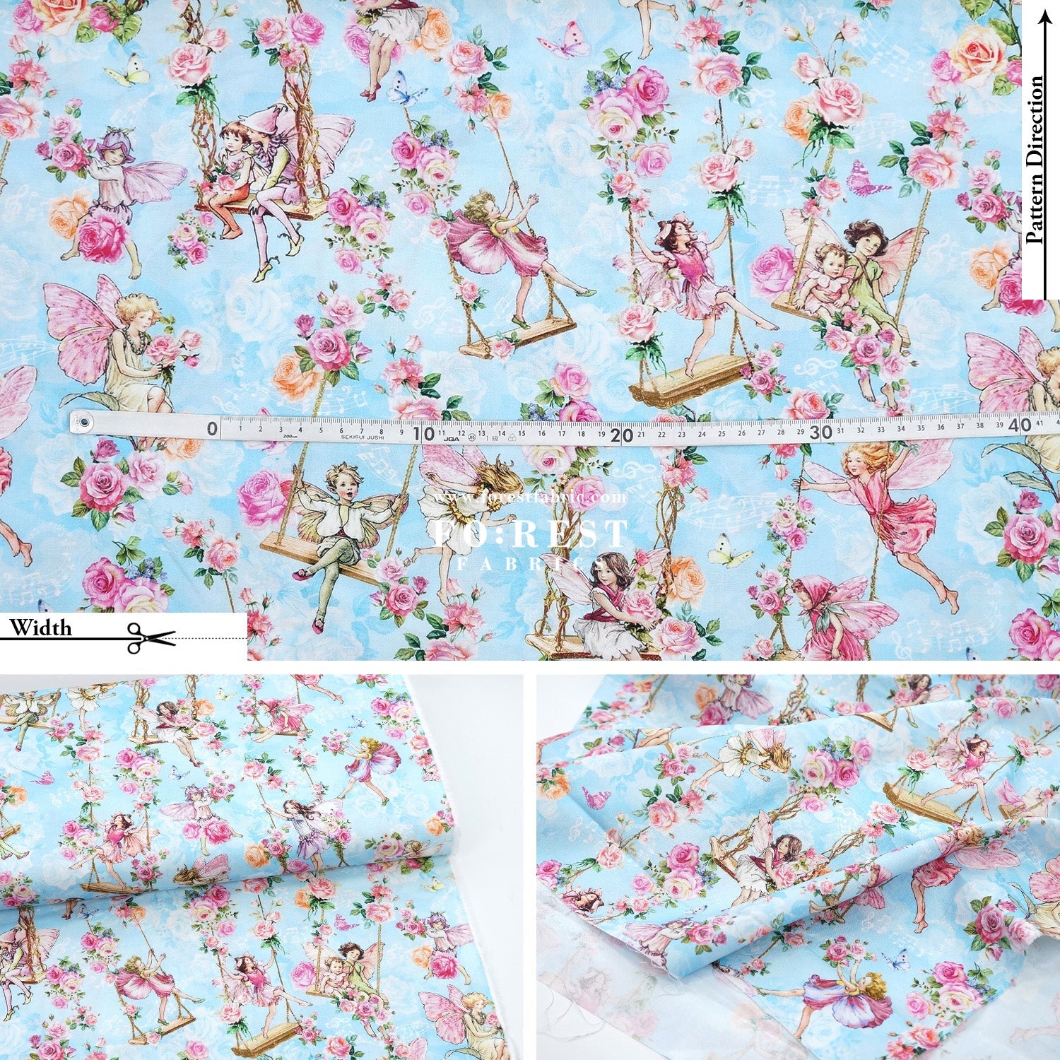 cotton - Garden Swings Flower Fairies fabric - FO:REST Fabric 布恩堂Liberty fabrictana lawnjapanese fabricykk zipper