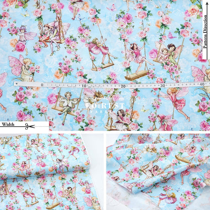 cotton - Garden Swings Flower Fairies fabric - FO:REST Fabric 布恩堂Liberty fabrictana lawnjapanese fabricykk zipper