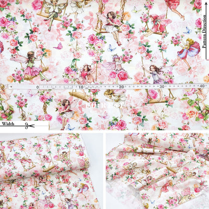 cotton - Garden Swings Flower Fairies fabric - FO:REST Fabric 布恩堂Liberty fabrictana lawnjapanese fabricykk zipper