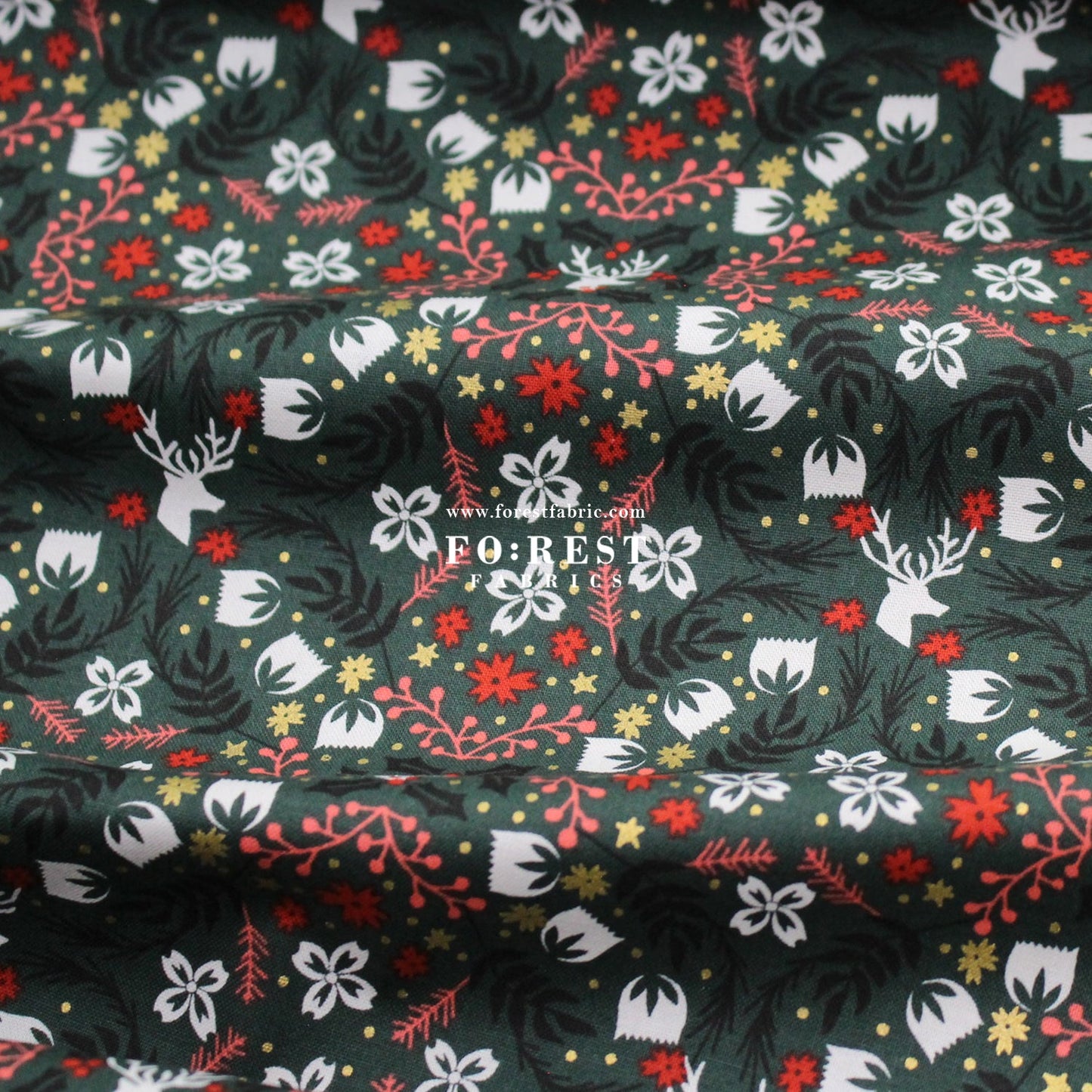 cotton - Gather Festive Metallic fabric - FO:REST Fabric 布恩堂Liberty fabrictana lawnjapanese fabricykk zipper