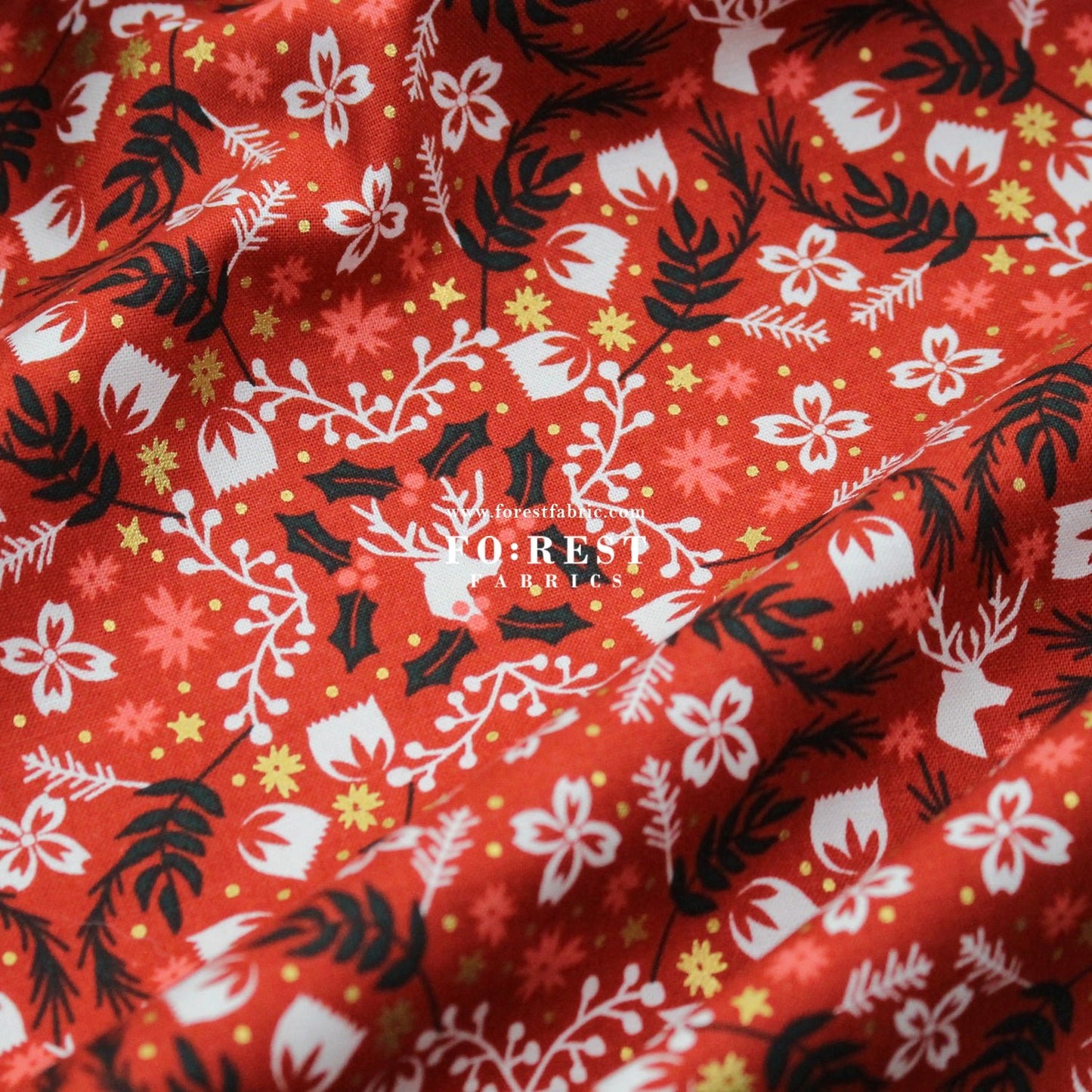 cotton - Gather Holly Metallic fabric - FO:REST Fabric 布恩堂Liberty fabrictana lawnjapanese fabricykk zipper
