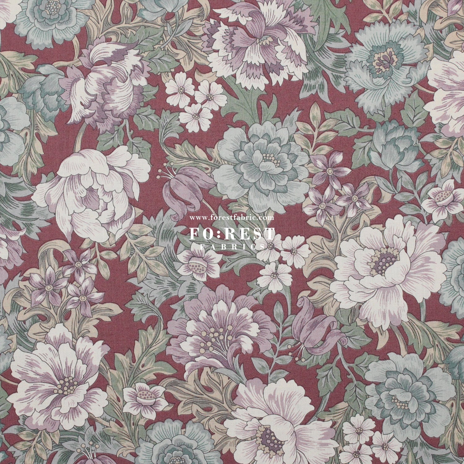 cotton - Gentle Flowers fabric Mauve - FO:REST Fabric 布恩堂Liberty fabrictana lawnjapanese fabricykk zipper