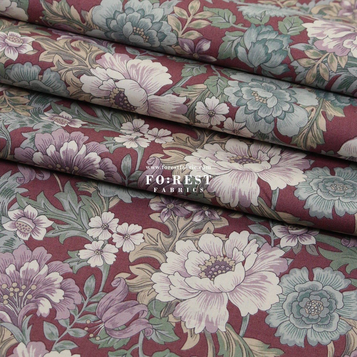 cotton - Gentle Flowers fabric Mauve - FO:REST Fabric 布恩堂Liberty fabrictana lawnjapanese fabricykk zipper