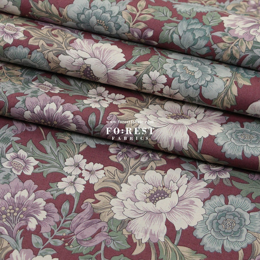 cotton - Gentle Flowers fabric Mauve - FO:REST Fabric 布恩堂Liberty fabrictana lawnjapanese fabricykk zipper