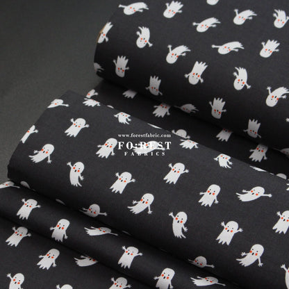 cotton - Ghosts Black fabric - FO:REST Fabric 布恩堂Liberty fabrictana lawnjapanese fabricykk zipper