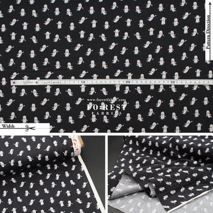 cotton - Ghosts Black fabric - FO:REST Fabric 布恩堂Liberty fabrictana lawnjapanese fabricykk zipper