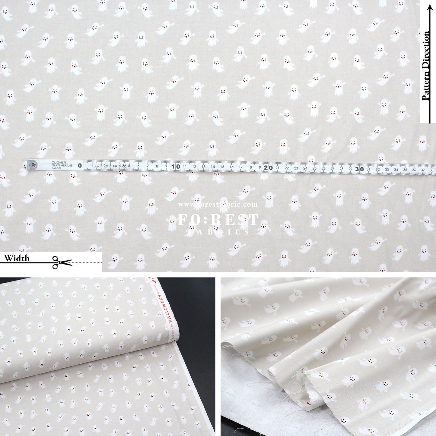 cotton - Ghosts Gray fabric - FO:REST Fabric 布恩堂Liberty fabrictana lawnjapanese fabricykk zipper