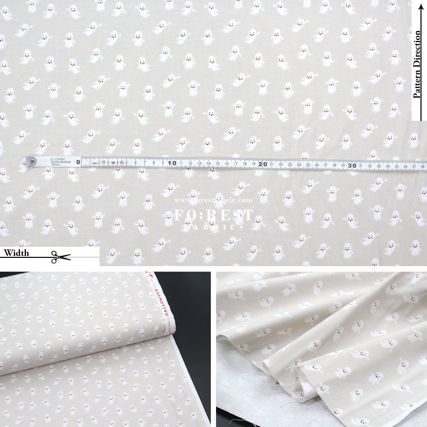cotton - Ghosts Gray fabric - FO:REST Fabric 布恩堂Liberty fabrictana lawnjapanese fabricykk zipper
