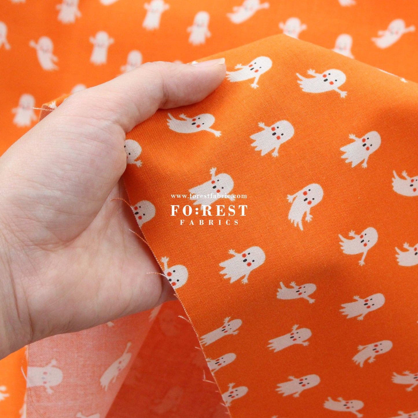 cotton - Ghosts Orange fabric - FO:REST Fabric 布恩堂Liberty fabrictana lawnjapanese fabricykk zipper