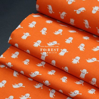 cotton - Ghosts Orange fabric - FO:REST Fabric 布恩堂Liberty fabrictana lawnjapanese fabricykk zipper