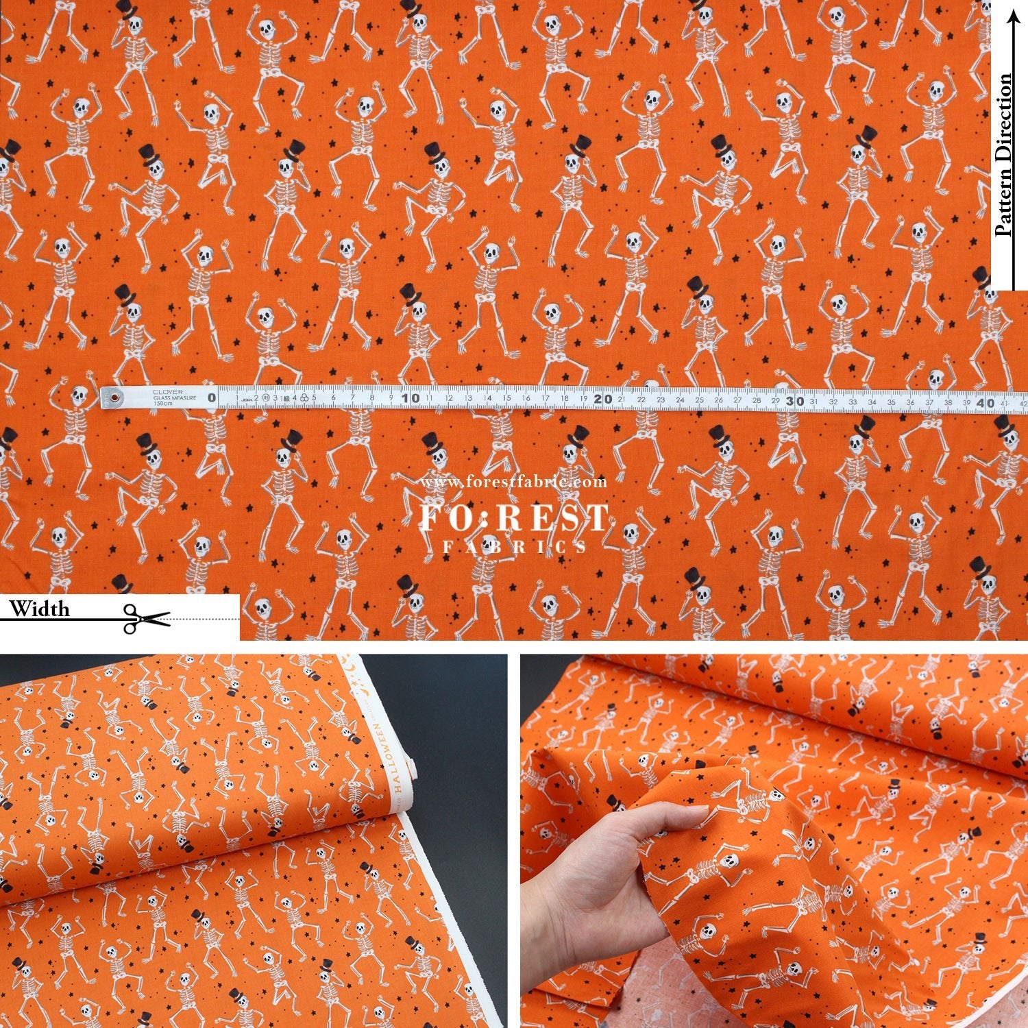 cotton - Ghosts Orange fabric - FO:REST Fabric 布恩堂Liberty fabrictana lawnjapanese fabricykk zipper