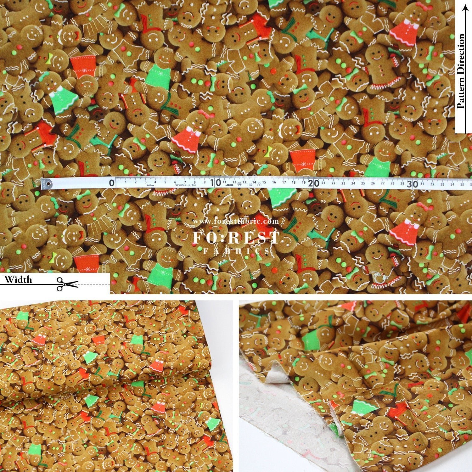cotton - Gingerbread Cookies fabric - FO:REST Fabric 布恩堂Liberty fabrictana lawnjapanese fabricykk zipper