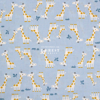 cotton - Giraffe fabric Blue - FO:REST Fabric 布恩堂Liberty fabrictana lawnjapanese fabricykk zipper