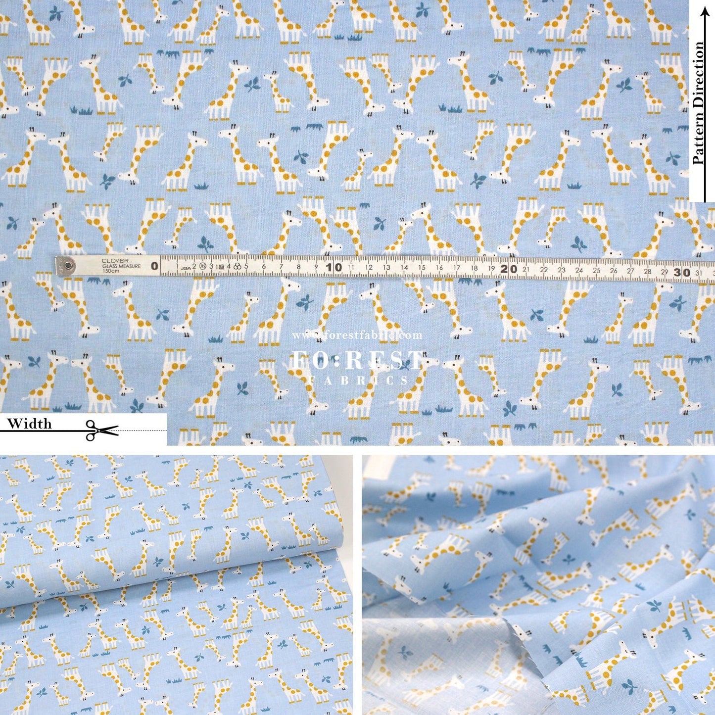 cotton - Giraffe fabric Blue - FO:REST Fabric 布恩堂Liberty fabrictana lawnjapanese fabricykk zipper