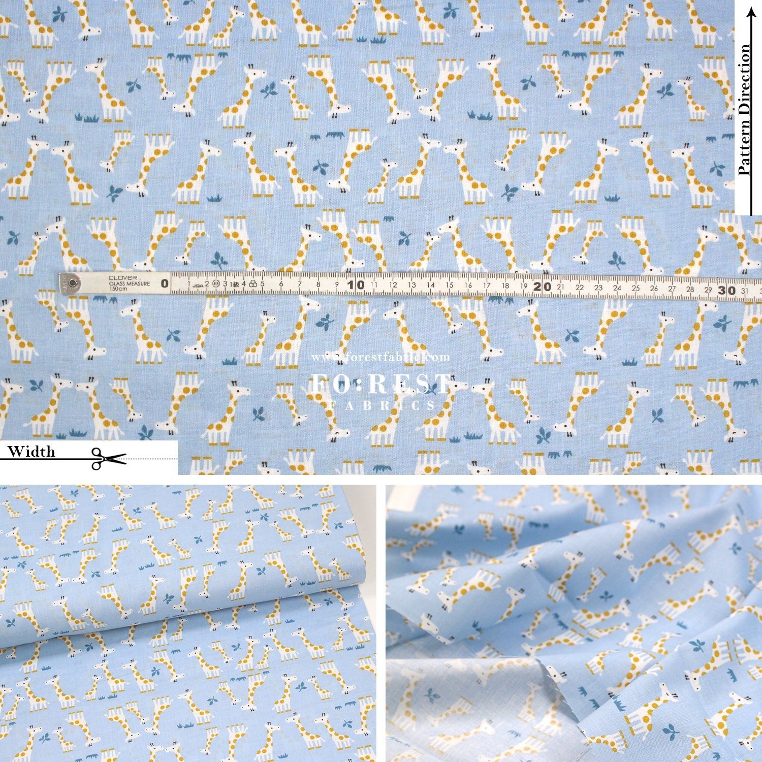 cotton - Giraffe fabric Blue - FO:REST Fabric 布恩堂Liberty fabrictana lawnjapanese fabricykk zipper