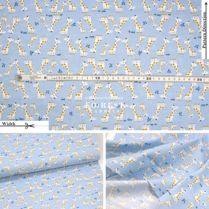 cotton - Giraffe fabric Blue - FO:REST Fabric 布恩堂Liberty fabrictana lawnjapanese fabricykk zipper