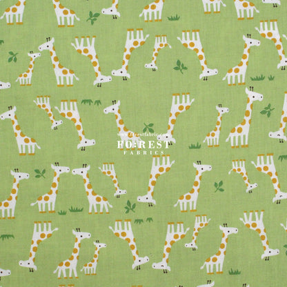 cotton - Giraffe fabric Green - FO:REST Fabric 布恩堂Liberty fabrictana lawnjapanese fabricykk zipper