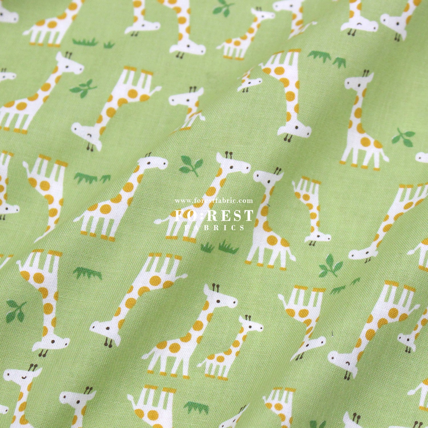 cotton - Giraffe fabric Green - FO:REST Fabric 布恩堂Liberty fabrictana lawnjapanese fabricykk zipper