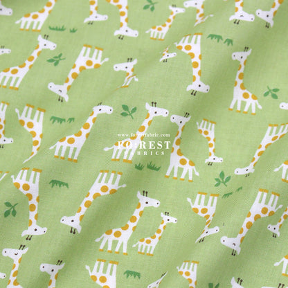 cotton - Giraffe fabric Green - FO:REST Fabric 布恩堂Liberty fabrictana lawnjapanese fabricykk zipper